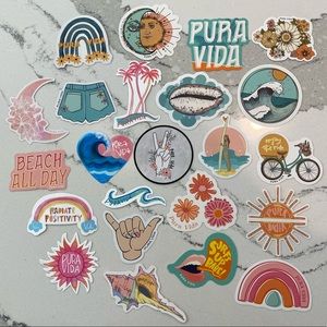 23 Pura Vida Stickers Peace Shaka Rainbow Surf Sun